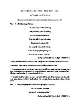 Đề thi giữa học kì I Ngữ văn lớp 9 - Năm học 2015-2016